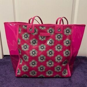 Vera Bradley Pink Floral Plastic Beach Tote Bag